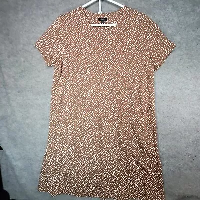 J. Jill Dress Womens Large Brown White Short Sleeve Wearever Collection • $24.99