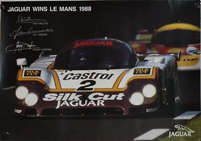 Jaguar Wins Le Mans 1988 Original Factory Poster With Drivers Signatures • £12.95