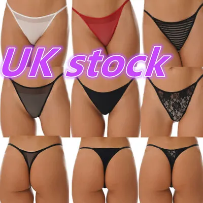 UK Women's Low Rise G-String Underwear T-back Thongs Micro Tanga Bikini Panties • £4.29