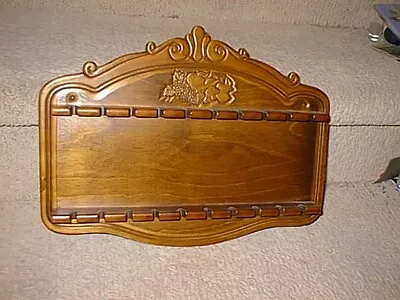 Vintage Wooden Souvenir Spoon Holder Wall Hanging Display Rack Holds 20 Slots • $16