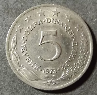 Yugoslavia 5 Dinar Coin Dated 1973 Excellent • £1.50