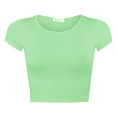 £4.99 • Buy Womens Girls Summer Cap Short Sleeve Stretch Crop Top T-Shirt Vest Tee 8-14
