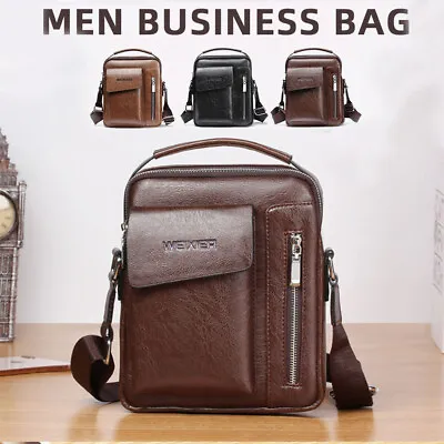 Men's Small Leather Messenger Bags Shoulder Bag Business Bag Crossbody Wallet  • £11.99