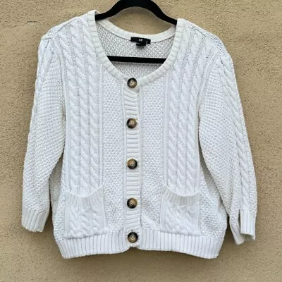 H & M Cable Knit Scoop Neck Button Down Cropped Cardigan Sweater - Women's Large • $15