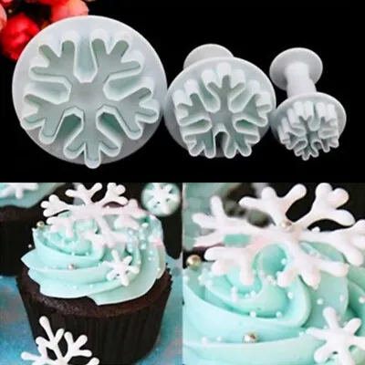 £8.47 • Buy 3X Snowflake Mould Sugar Cookie Decor DIY Mold Cake Craft Fondant Cutter Plunger