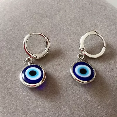 $2.44 • Buy Fshion Evil Eye Hoop Earrings Blue Eye Drop Dangle Stud Women Charm Jewelry Gift