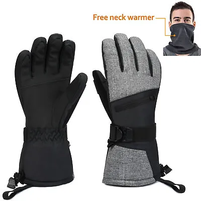 Waterproof Ski Gloves Men 3M Thinsulate Warm Winter Gloves Adults Teen Grey XL • $15.99