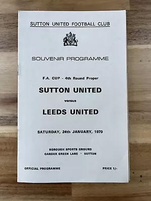 Rare Sutton United V Leeds United Football Programme FA Cup 4th Round 1970 • £2.99