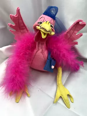 VTG 1992 Annalee 7  Girl Pink Chicken W/Hat Boa And Purse-for Valentines Day? • $17.59