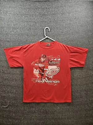 Vintage 90s Sergei Federov Detroit Red Wings NHL T-shirt Big Graphic XL Used • $24.99