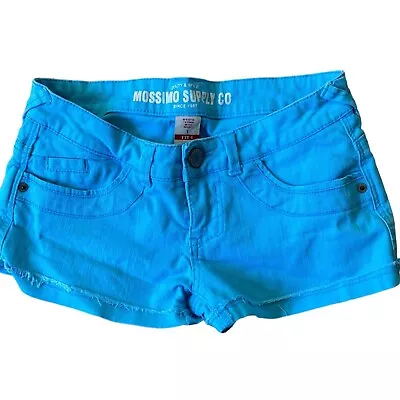 Mossimo Co Y2K Cut Off Shorts Womens 1 Fit 6 Blue Low Rise Solid Festival Boho • $9.99
