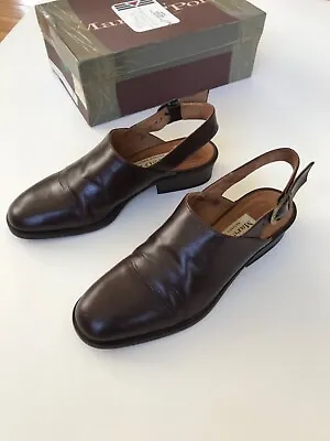 Marc O' Polo Italian Brown Leather Sling-Back Shoe With Wde Strap Womens 9 Med • £96.51