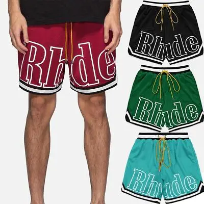 Men Rhude Shorts Drawstring Track Workout Shorts Lightweight Joggers Gym • $21.84