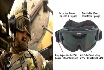 Desert Storm Tactical Military Ballistic Shooting Proof Goggles 3 Lens Black • $18.88