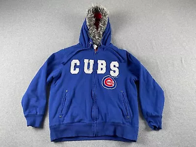 Genuine Merchandise 5th & Ocean Hoodie Mens Large Blue Faux Fur Chicago Cubs MLB • $20.99