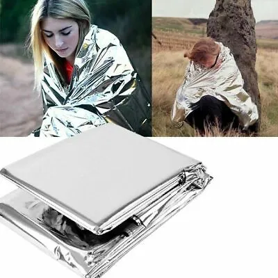 8 Pack Emergency BLANKET Thermal Survival Safety Insulating Mylar Heat 82  X52  • $8.99