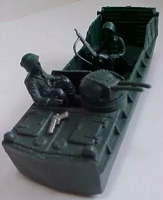 Marx Battleground Landing Craft Forest Green Sitting Soldier Gun 1960s Playset • $40