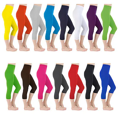 £5.49 • Buy Ladies Summer Cropped 3/4 Leggings Capri Length Stretchy Pants 