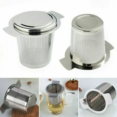 2x Tea Infuser Stainless Steel Tea Filter Strainer With Lid For Loose Tea Coffee • £8