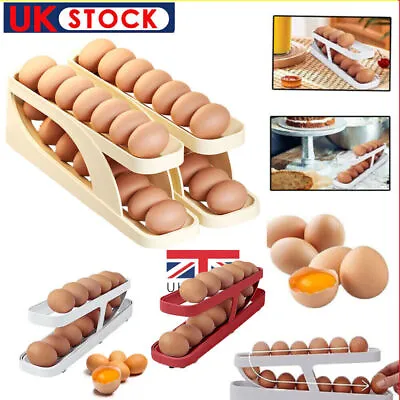 Egg Dispenser Removable Egg Storage Box Egg Holder Automatic Scrolling Egg Rack • £1.19