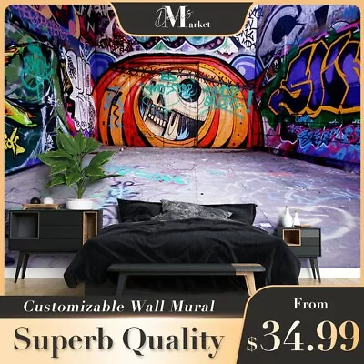 Street Drawing Graffiti 3D Wall Mural Australia Bedroom Wallpaper Murals • $34.99