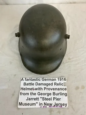 WW1 Imperial German M16 Steel Helmet Battle Damaged George Jarrett Steel Pier • $1150