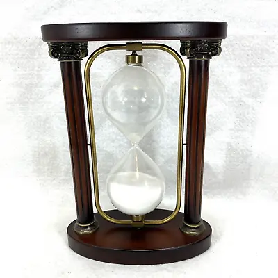 Bombay Desktop Wooden Hourglass 10.5  Tall - 1 Hour White Sand Corinthian Column • $34.99