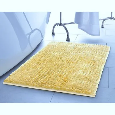 Laura Ashley Luxury Chenille Bathroom Rug Butter Yellow Soft Shag 17 X 24 NEW! • $32.95