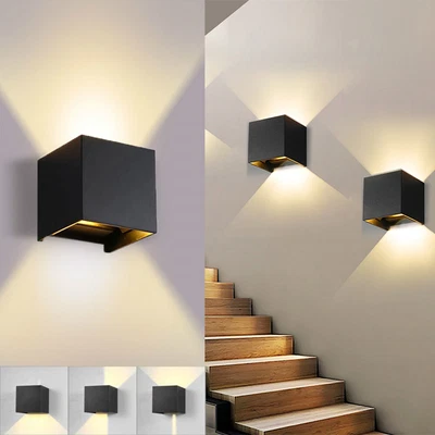 £8.59 • Buy Modern LED Wall Lamp Up Down Cube Sconce Fixture Lighting Indoor Outdoor Lights