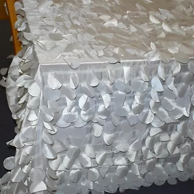 90  Square SATIN Taffeta TABLECLOTH Round 3D PETALS Circles WHITE Flutter ➜2 Ava • $10