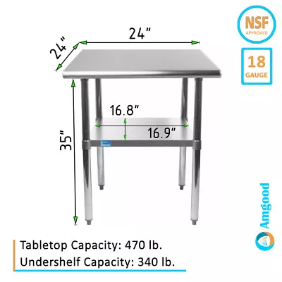 OPEN BOX: 24  X 24  Stainless Steel Table | NSF Metal Work Table  • $115.95