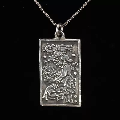 VTG Sterling Silver - MEXICO TAXCO Mayan Aztec Pendant 24  Necklace - 8g • $15.50