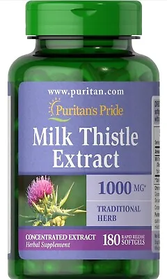 Puritan's Pride Milk Thistle 4:1 Extract 1000 Mg 180 Count EXP 09/25 • $17.99