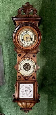 Rare Antique German Vienna Style Weather Station Wall Clock • $725