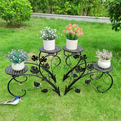 Wisfor Metal Plant Stand 4 Potted Flower Display Shelf Garden Patio Planter Rack • £21.90