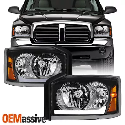 For 2005-2007 Dodge Dakota Halogen Black Headlights Pair W/ LED DRL Turn Signal • $159.99