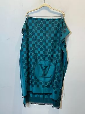 Louis-vuitton Scarf Cashmere Wool Monogram Turquoise • $249.95