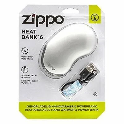 Zippo Heatbank 6 Rechargeable Hand Warmer Size Z4A16 5200mAh 5v Portable Charger • £39.95