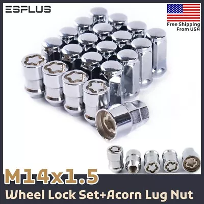 32x Chrome M14x1.5 Wheel Lug Nut + Wheel Lock For Chevy GMC Vintage Suburban • $39.99