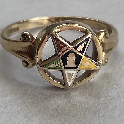 £175 • Buy 9ct Gold Enamel Ring Masonic Order Of The Eastern Star Hallmarked Size O