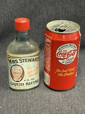 Mrs. Stewart's Liquid Bluing Embossed Glass EMPTY Bottle 1960s Vintage • $10