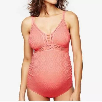 Pea In The Pod Maternity Swimsuit Size Large Coral One-Piece Bathing Suit  • $29.64