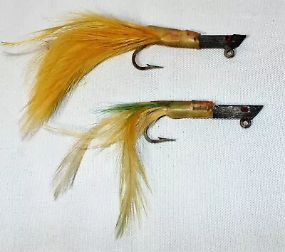 VINTAGE FEATHER FISHING JIGS LURES Qty. 2 (1/8 Oz. Or 1/4 Oz.??) • $9.99