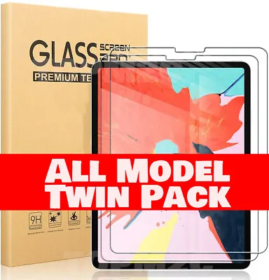 [2 Pack]Tempered Glass Screen Protector For Ipad 23456789 Mini 2/45/6 Air Pro 11 • £5.59