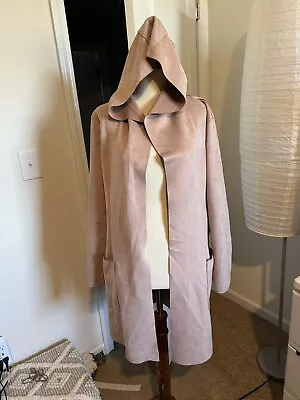 Zara Faux Suede Hoodie Coat Cream Tan Color Size Small • $22