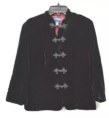 Ann Taylor Womens Black Mandarin Collar Long Sleeve Jacket Coat 4 Petites • $47.78