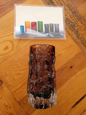 £66.99 • Buy Whitefriars Cinnamon Textured Glass 6 Inch Bark Vase Geoffrey Baxter