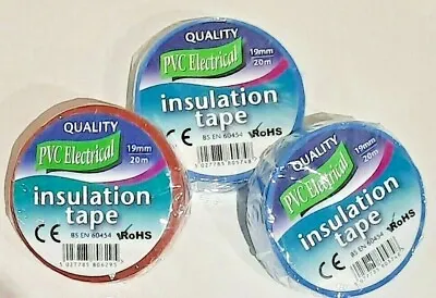Electrical Pvc Insulation Insulating Tape Flame Retardant Rolls Various Colours • £1.99