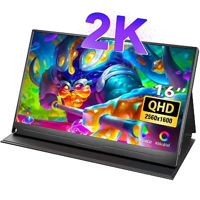 $249 • Buy 16 Inch 2K Portable Monitor Gaming Monitor 16:10 PC Screen Monitor 100%sRGB