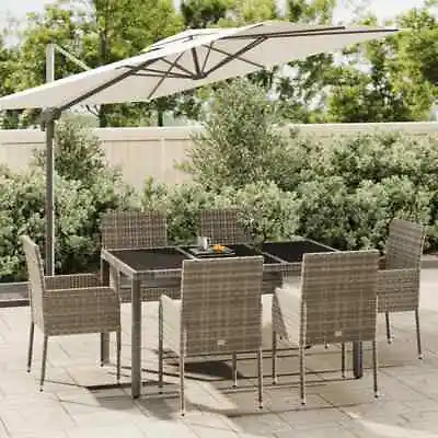 $776.99 • Buy Garden Dining Set With Cushions Outdoor Furniture Setting Poly Rattan VidaXL